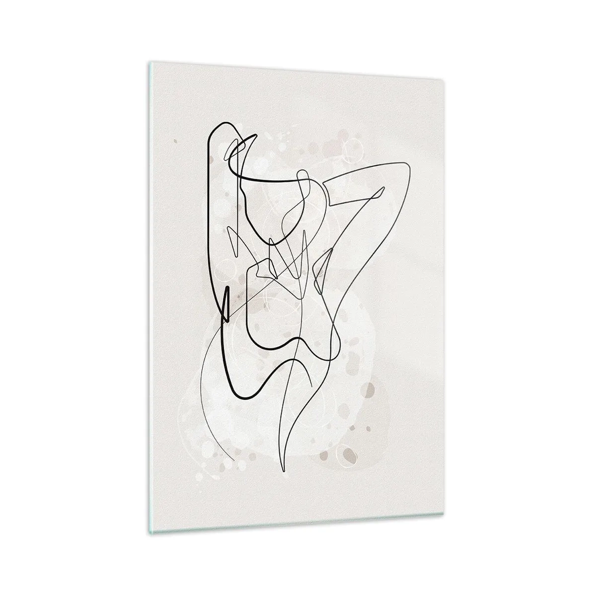 Impression sur verre - Image sur verre - Une silhouette féminine dessinée avec une seule ligne sur un fond clair - 50x70cm - L'art de la séduction - Décoration murale moderne pour le salon et la chambre ARTTOR
