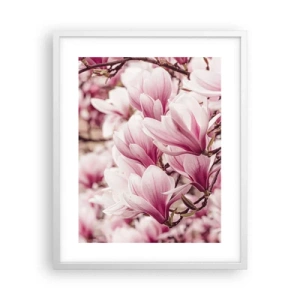 Affiche dans un cadre blanc - Poster - Le printemps est rose - 40x50 cm