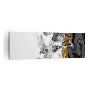 Impression sur toile - Image sur toile - Une composition abstraite avec des accents d'or et de noir. - 160x50cm - Composition organique - Décoration murale moderne pour le salon et la chambre ARTTOR