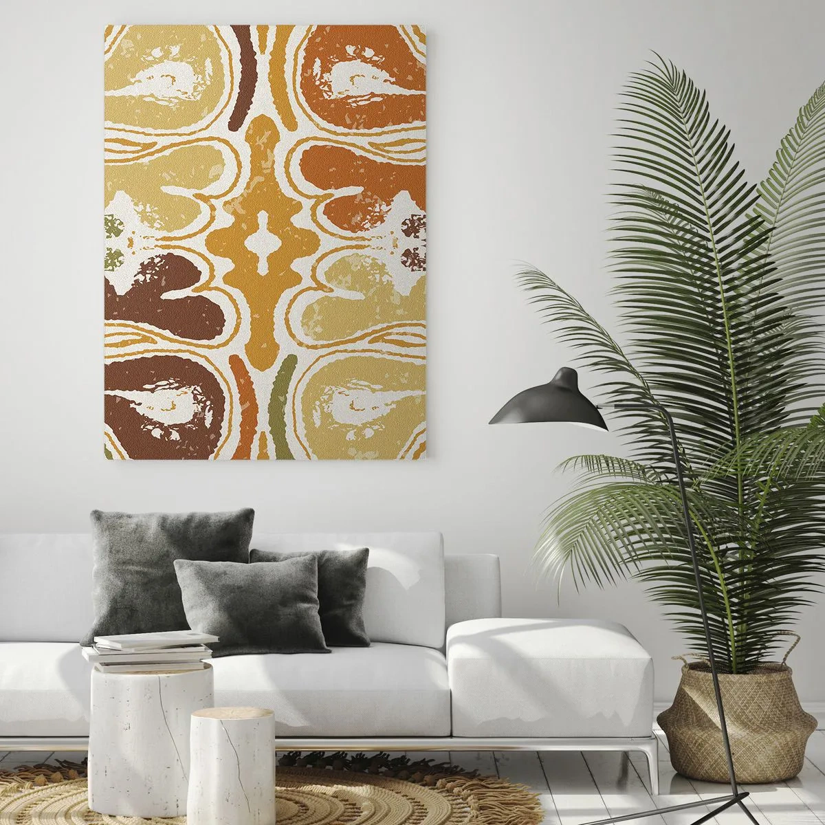 Impression sur verre - Image sur verre - Motifs abstraits chaleureux dans les tons jaunes et bruns - 80x120cm - Abstraction sentimentale - Décoration murale moderne pour le salon et la chambre ARTTOR