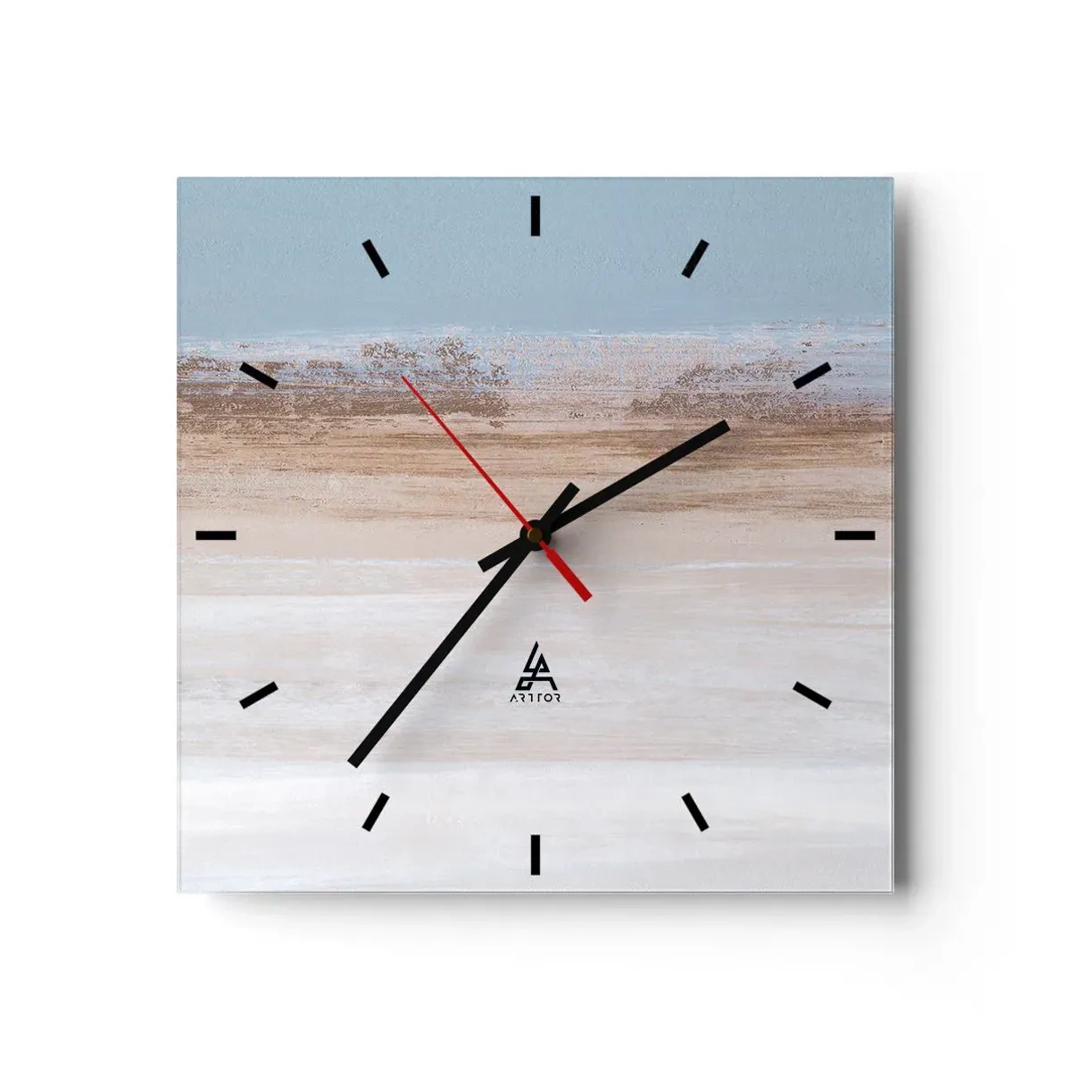 Horloge murale - Pendule murale - Un paysage subtil aux tons pastel de bleu et de beige - 30x30cm - Paysage ambigu - Décoration murale moderne pour le salon et la chambre ARTTOR