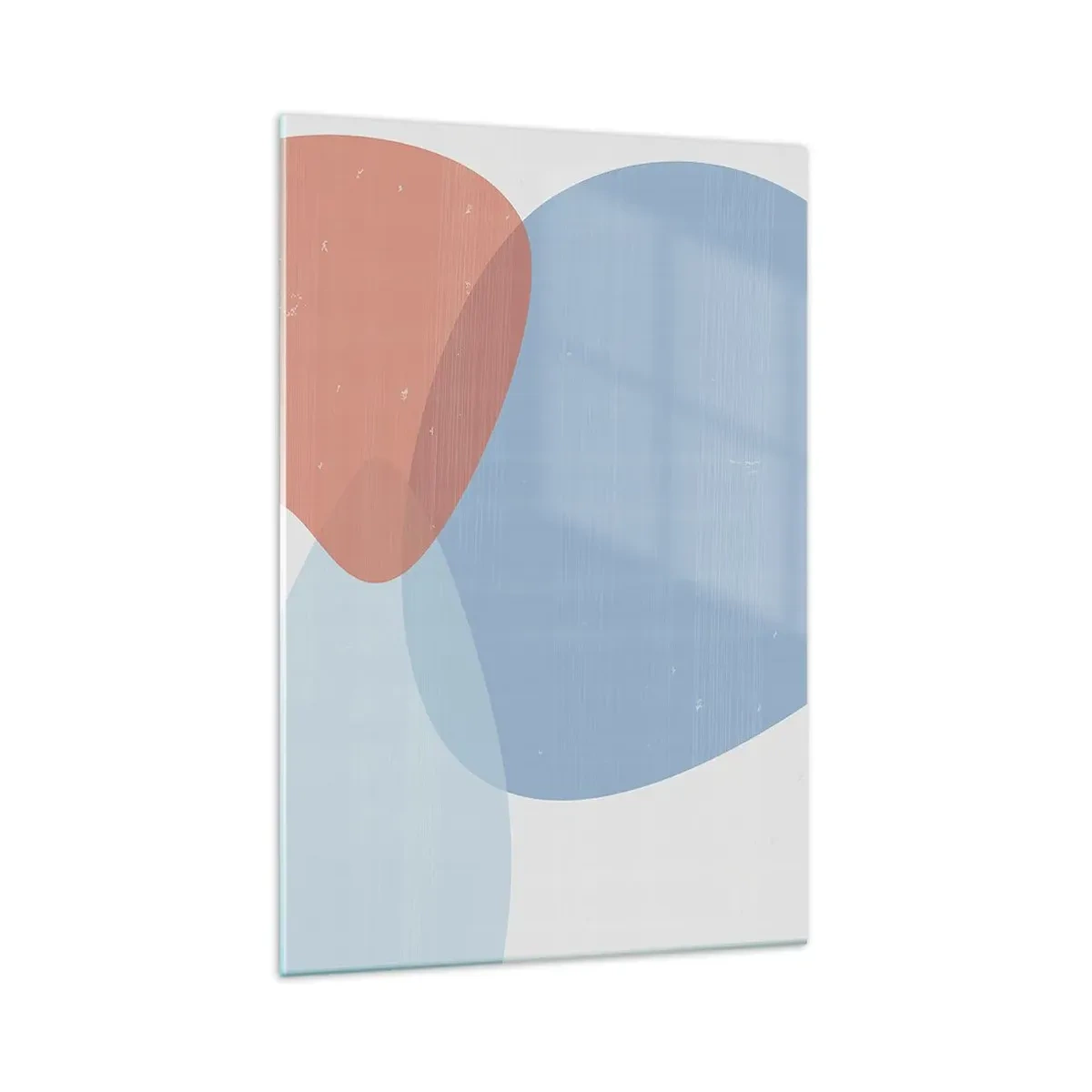 Impression sur verre - Image sur verre - Une composition abstraite dans des tons pastel de bleu et de rose avec des formes organiques. - 70x100cm - Relations pastel - Décoration murale moderne pour le salon et la chambre ARTTOR