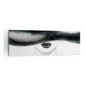 Impression sur toile - Image sur toile - Un portrait subtil d'une femme au visage couvert dans un style monochrome. - 160x50cm - Un mystère sensuel - Décoration murale moderne pour le salon et la chambre ARTTOR