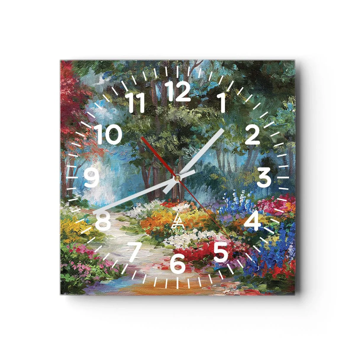 Horloge murale - Pendule murale - Jardin forestier, forêt de fleurs - 30x30 cm