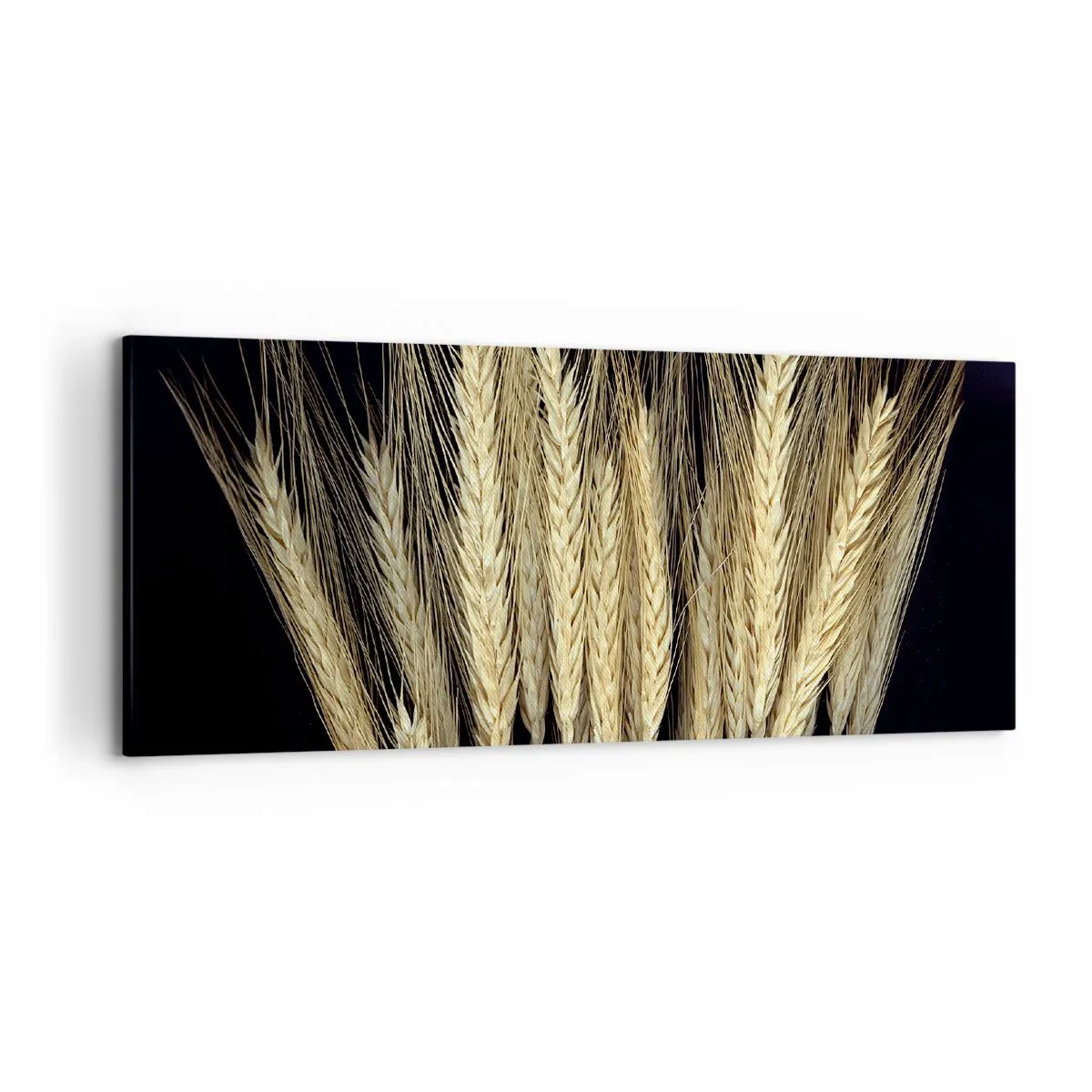 Impression sur toile - Image sur toile - Épis de blé sur fond noir dans un style rustique - 120x50cm - Magie rustique - Décoration murale moderne pour le salon et la chambre ARTTOR