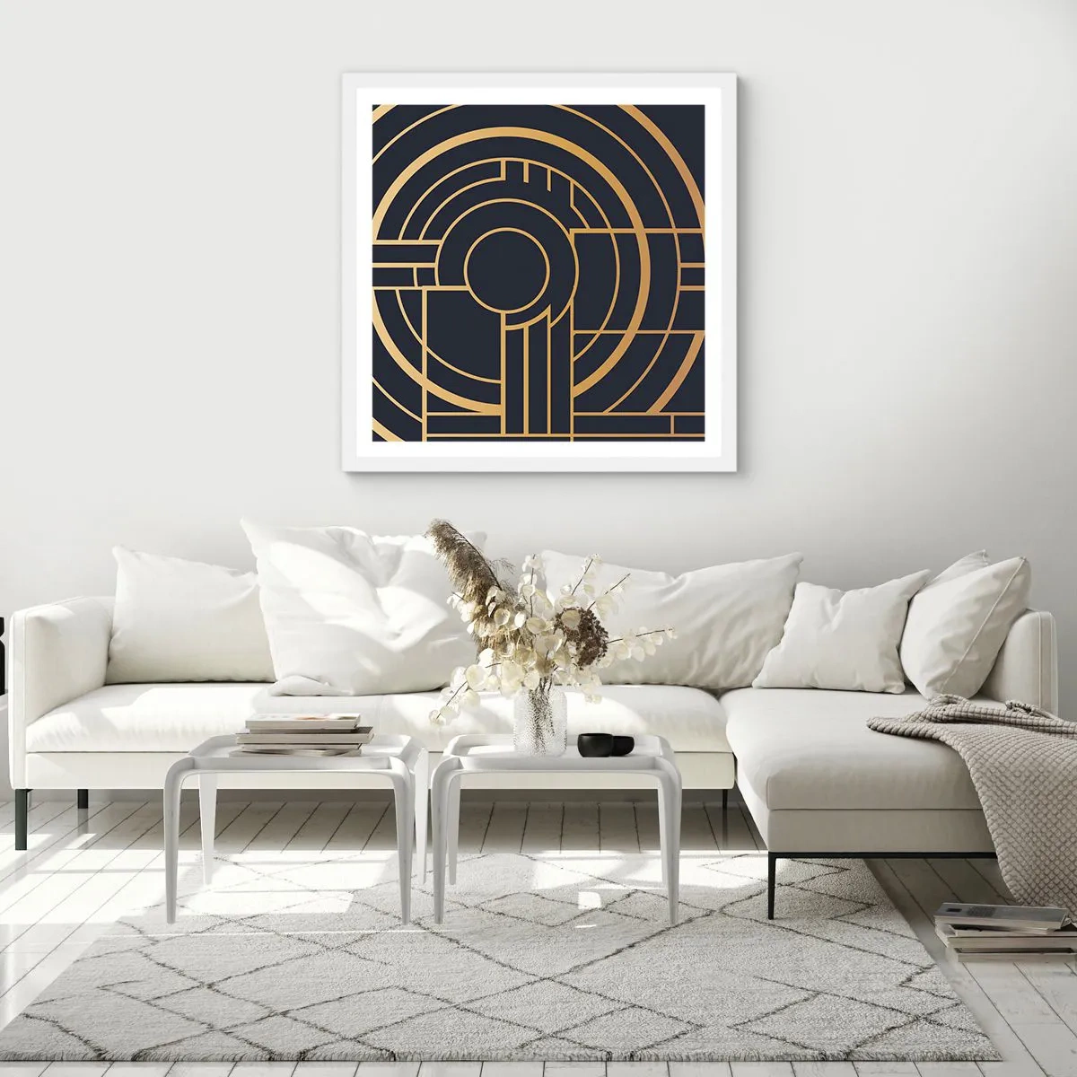 Affiche dans un cadre blanc - Poster - Rotation des éléments - 40x40 cm