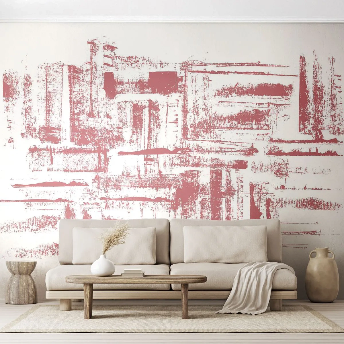 Papier Peint Photo Premium Canvas - La ville rouge - Abstraction, Graphique, Peinture - 350x256 cm