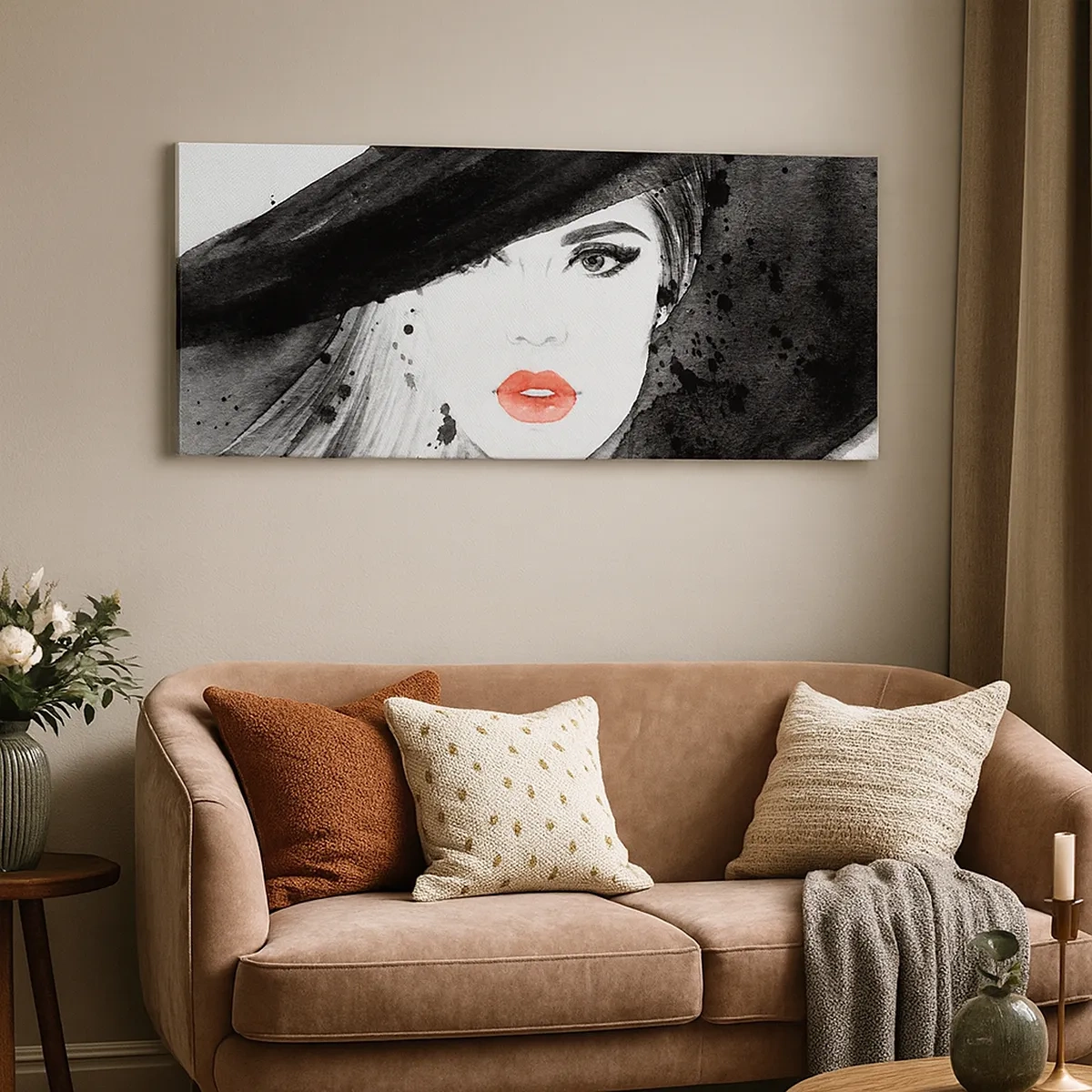 Impression sur toile - Image sur toile - Dame en noir - 30x30 cm