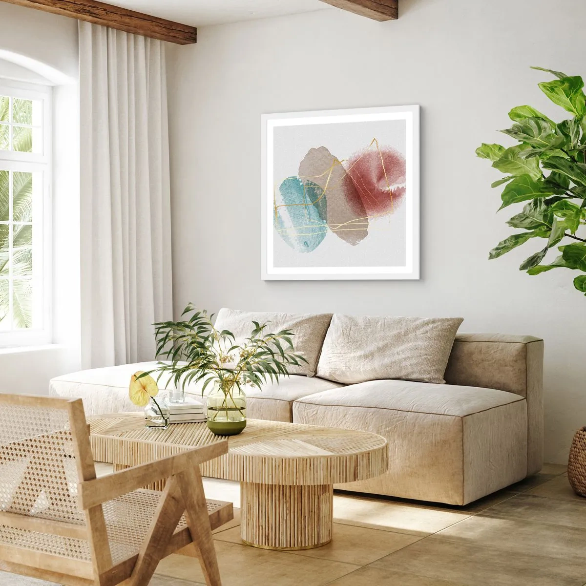 Affiche dans un cadre blanc - Poster - Coraux de l'espace - 60x60 cm