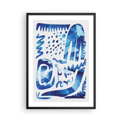 Affiche dans un cadre noir - Poster - Abstraction moderne dans les tons de bleu - 50x70cm - Retour aux racines - Décoration murale moderne pour le salon et la chambre ARTTOR