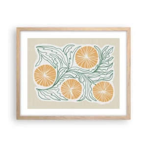 Affiche dans un chêne clair - Poster - Ethnique avec une pointe d'abstraction - 50x40 cm