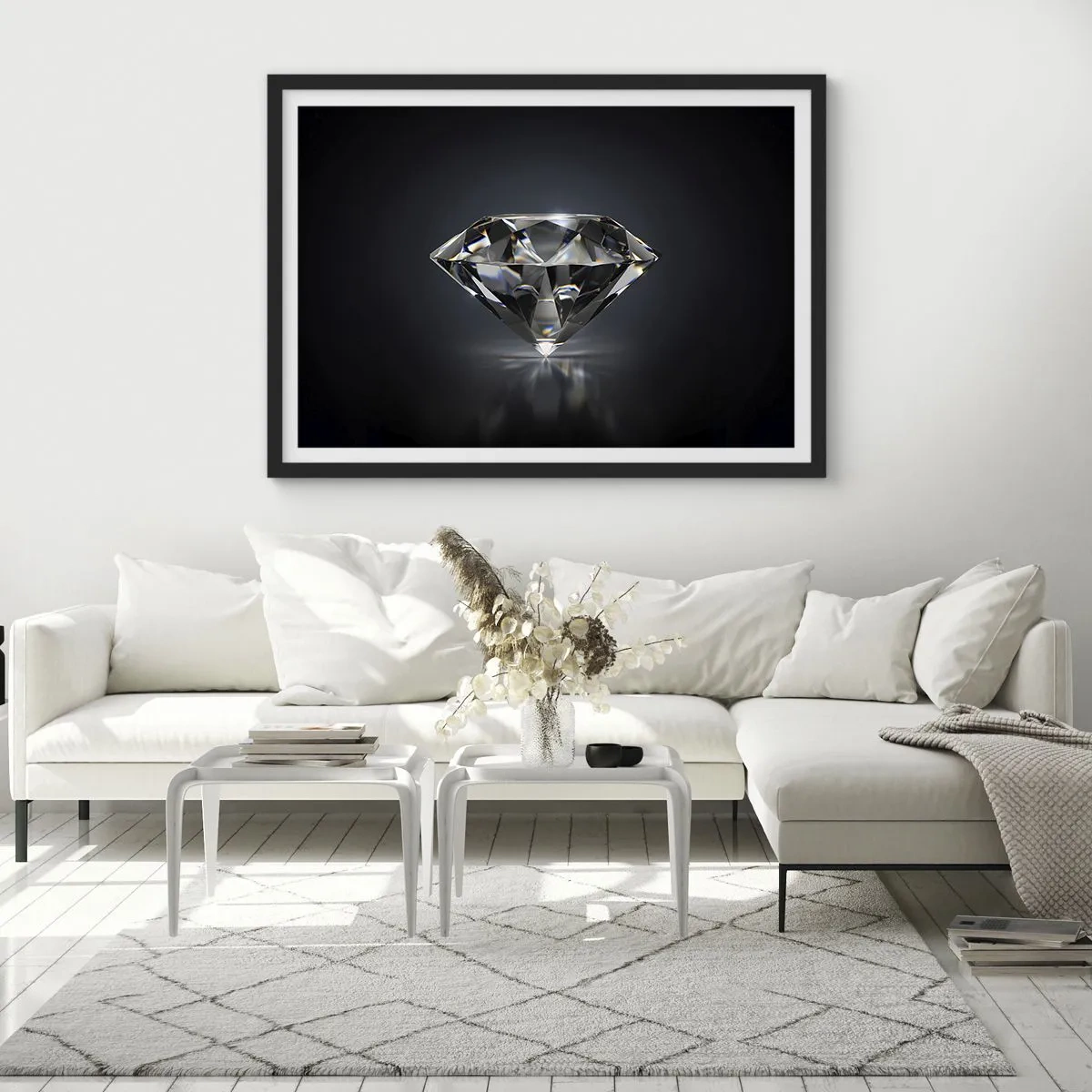 Affiche dans un cadre noir - Poster - Une interprétation artistique d'un diamant sur fond sombre - 100x70cm - La meilleure amie - Décoration murale moderne pour le salon et la chambre ARTTOR