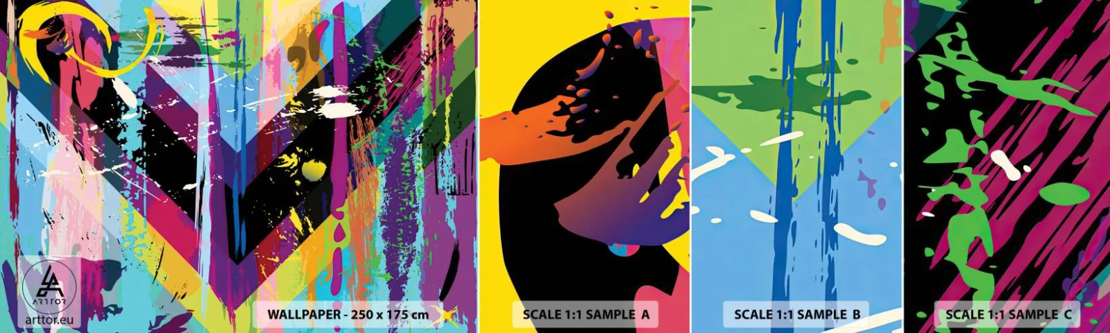 Échantillon de Papier Peint Autocollant Deluxe Sticker - De haut en bas - Abstraction, Morceau, Graphique - 100x30 cm