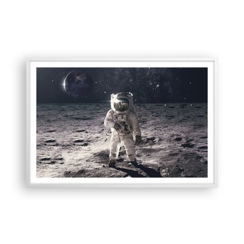 Affiche dans un cadre blanc - Poster - Salutations de la lune - 91x61 cm