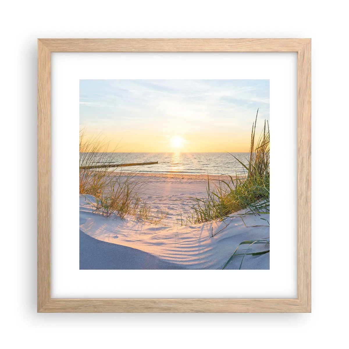 Affiche dans un chêne clair - Poster - Le bruit de la mer, le chant des oiseaux, une plage sauvage parmi les herbes… - 30x30 cm