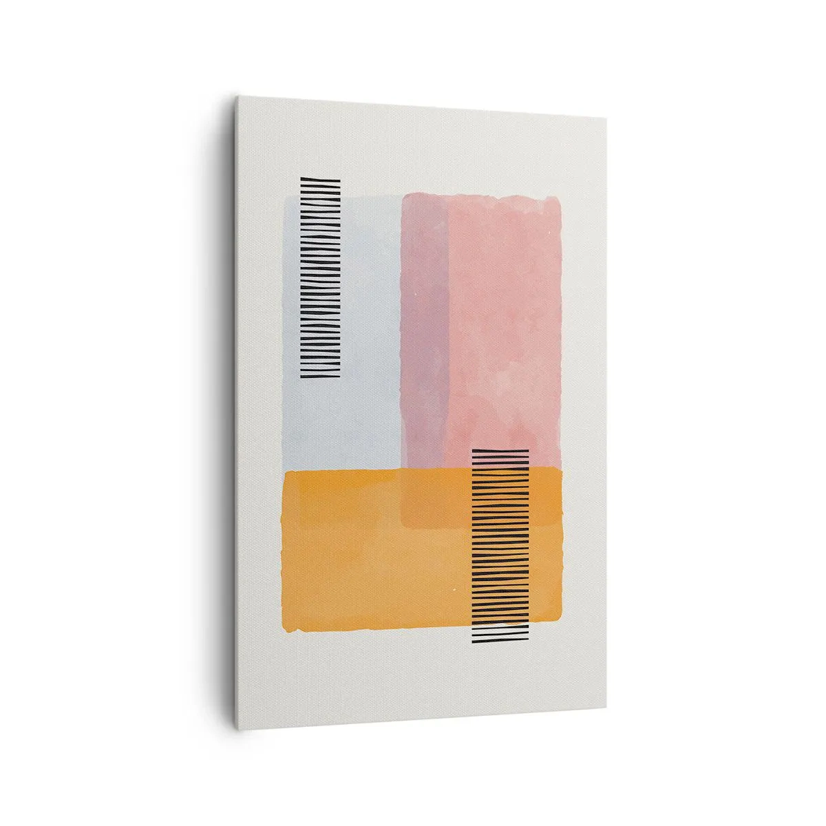 Impression sur toile - Image sur toile - Géométrie aux couleurs pastel avec des lignes sur fond clair - 80x120cm - D'un coin à l'autre - Décoration murale moderne pour le salon et la chambre ARTTOR