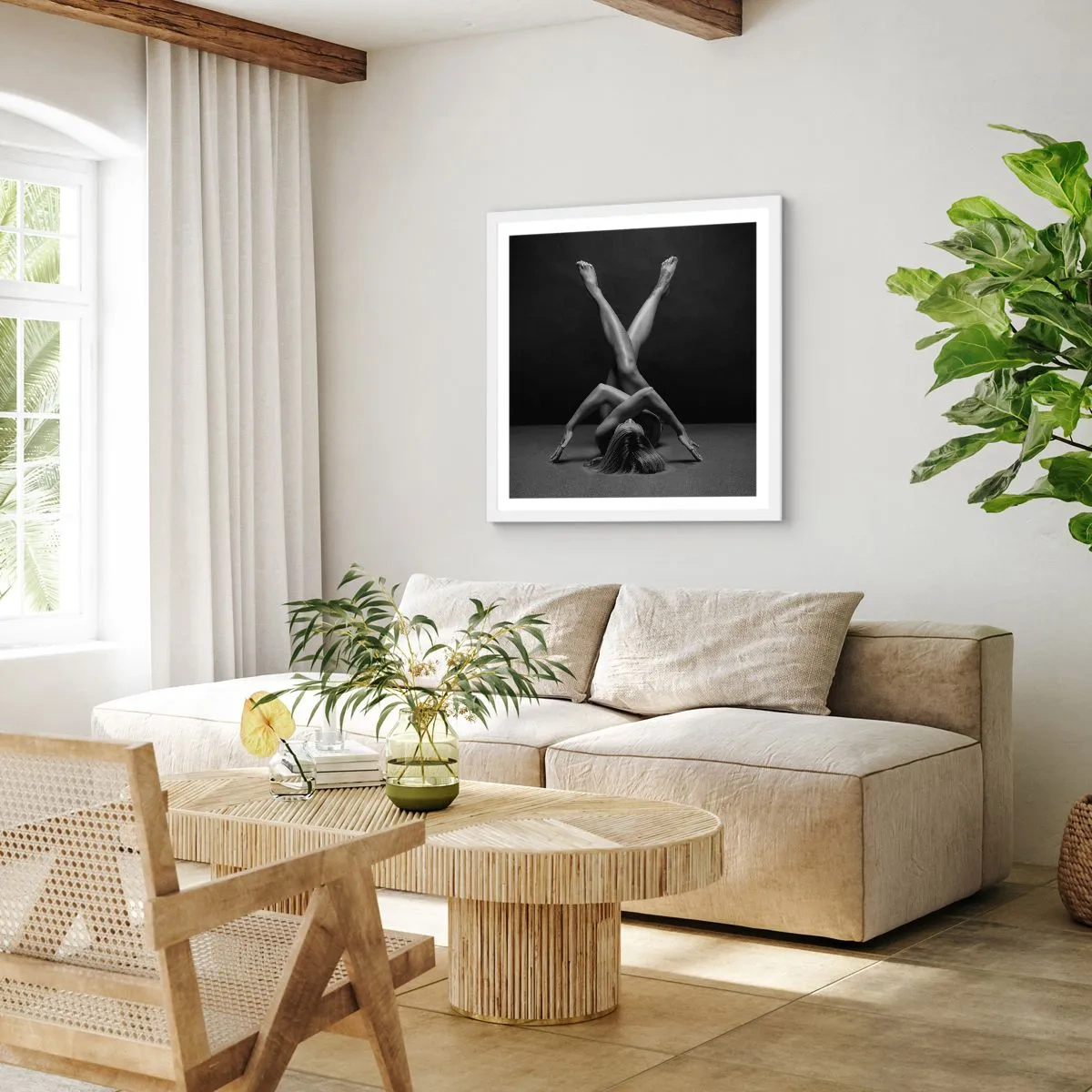 Affiche dans un cadre blanc - Poster - Géométrie de la nudité - 40x40 cm