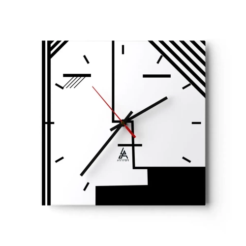 Horloge murale - Pendule murale - Abstraction géométrique d'un baiser en noir et blanc - 30x30cm - Juste un baiser - Décoration murale moderne pour le salon et la chambre ARTTOR