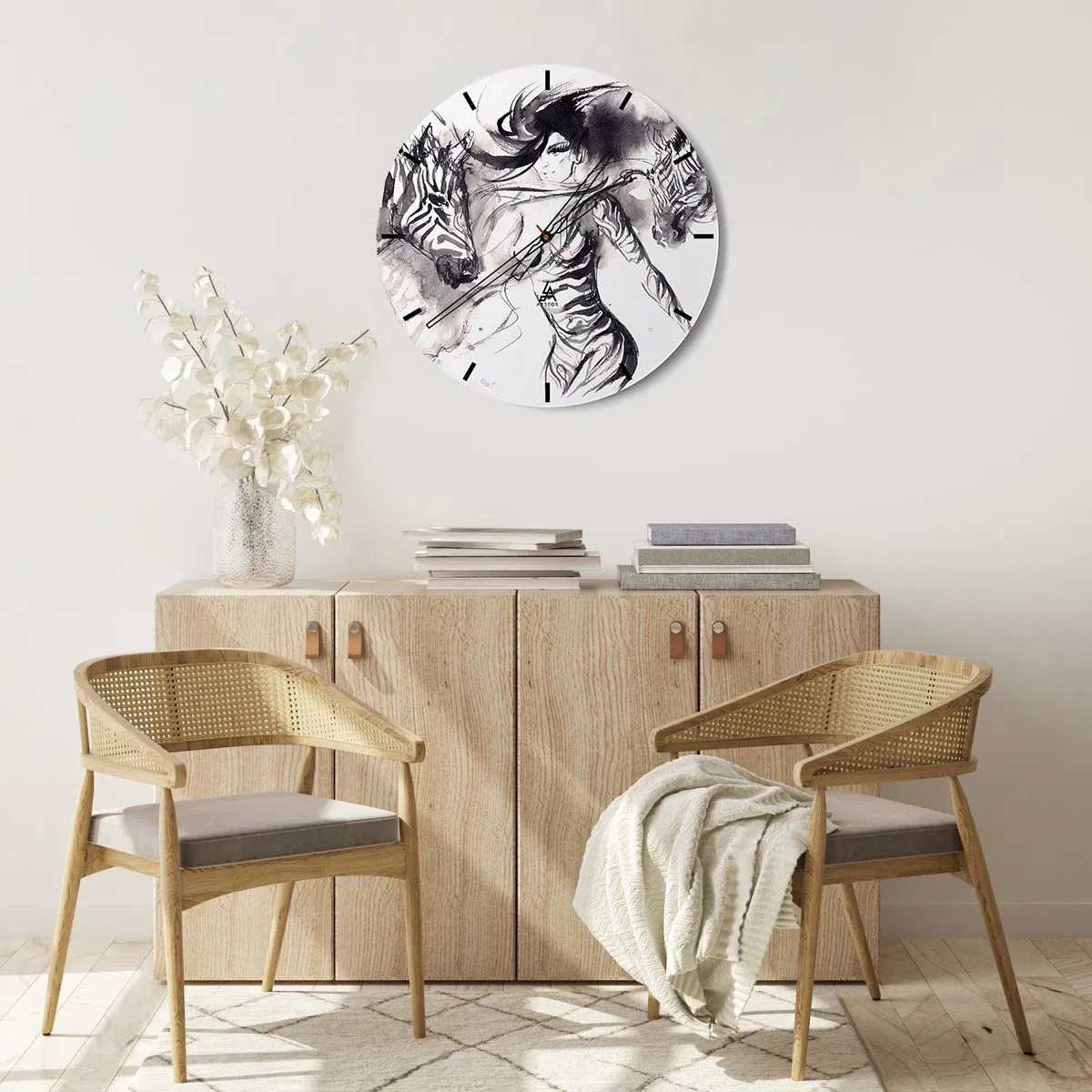 Horloge murale - Pendule murale - Danse avec les zèbres - 40x40 cm