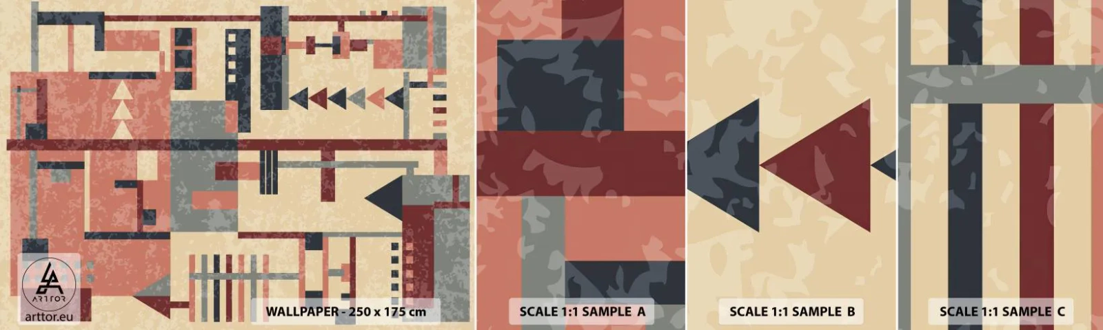 Échantillon de Papier Peint Autocollant Deluxe Sticker - Une combinaison de verticaux et d'horizontaux - Abstraction, Morceau, Modèle moderne - 100x30 cm