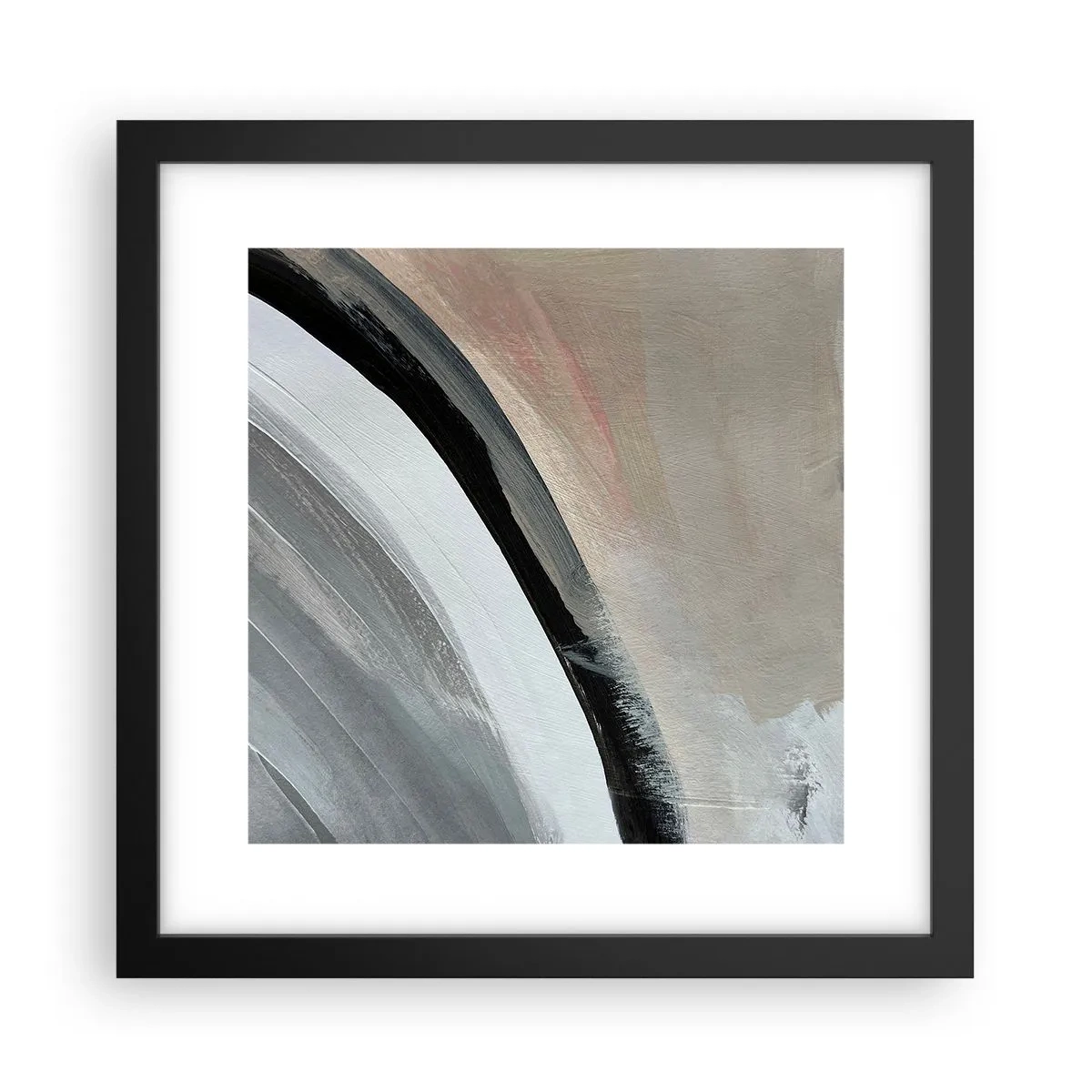 Affiche dans un cadre noir - Poster - Composition : arc de noir et gris - 30x30 cm