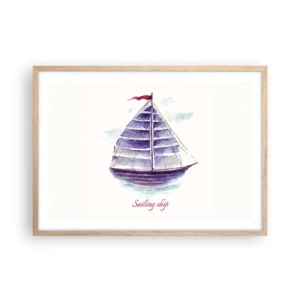 Affiche dans un chêne clair - Poster - Plein de voiles et d’eau calme - 70x50 cm