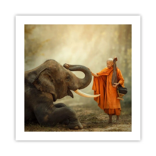 Affiche - Poster - Rencontre en voyageant - 50x50 cm