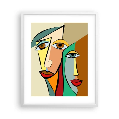 Affiche dans un cadre blanc - Poster - Couple cubiste - 40x50 cm