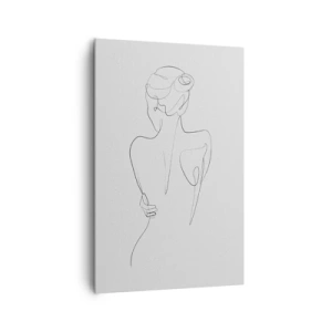 Impression sur toile - Image sur toile - Une ligne de contour montrant une silhouette féminine sur un fond clair - 80x120cm - Musique corporelle - Décoration murale moderne pour le salon et la chambre ARTTOR