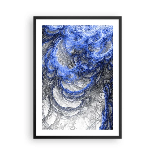Affiche dans un cadre noir - Poster - Vagues abstraites dans des tons de bleu et de gris - 50x70cm - La naissance d'une vague - Décoration murale moderne pour le salon et la chambre ARTTOR