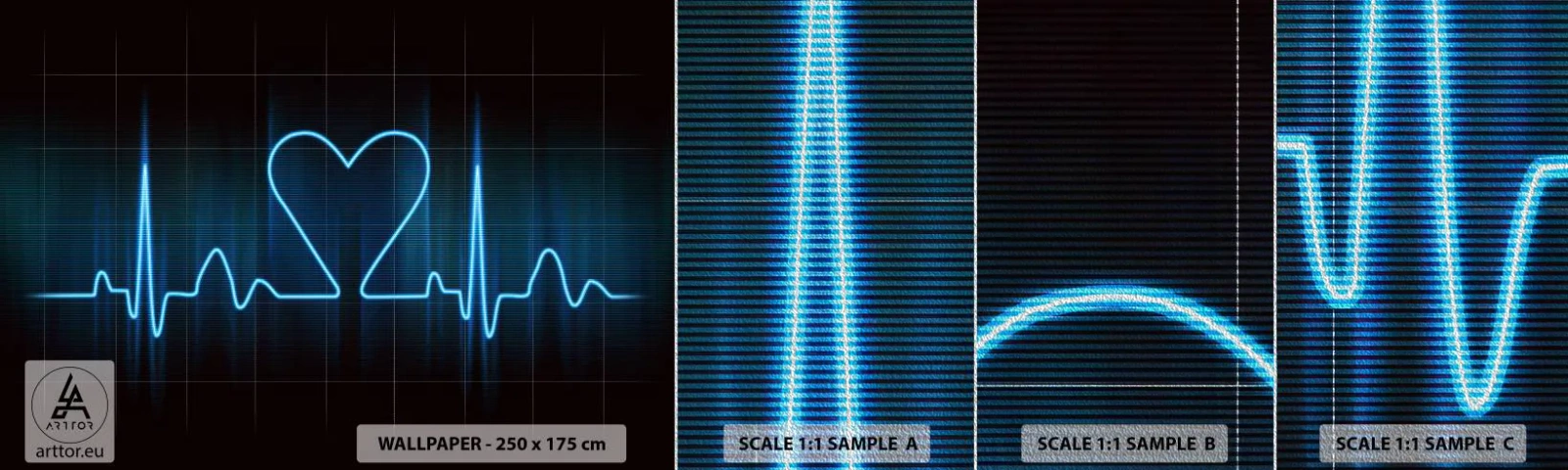 Échantillon de Papier Peint Premium Sand - Au rythme du cœur - Graphique, Cœur, Morceau - 100x30 cm
