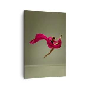 Impression sur toile - Image sur toile - Danseuse de ballet dans une pose dynamique avec du tissu rose - 70x100cm - Flamme dansante - Décoration murale moderne pour le salon et la chambre ARTTOR