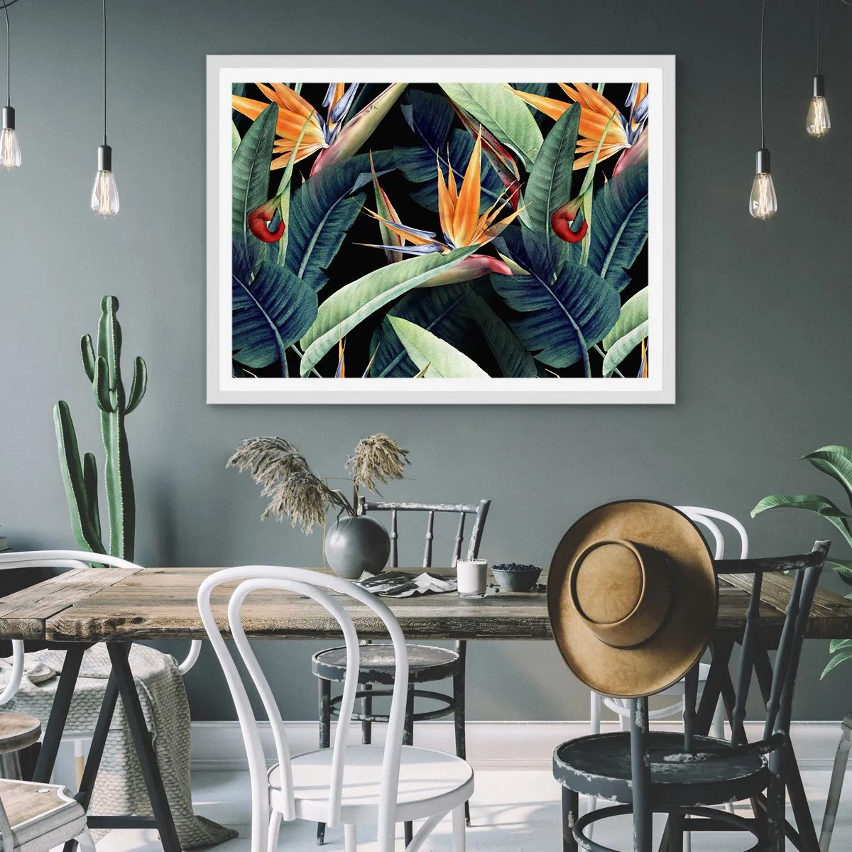 Affiche dans un cadre blanc - Poster - Fleurs flamboyantes des tropiques - 50x40 cm
