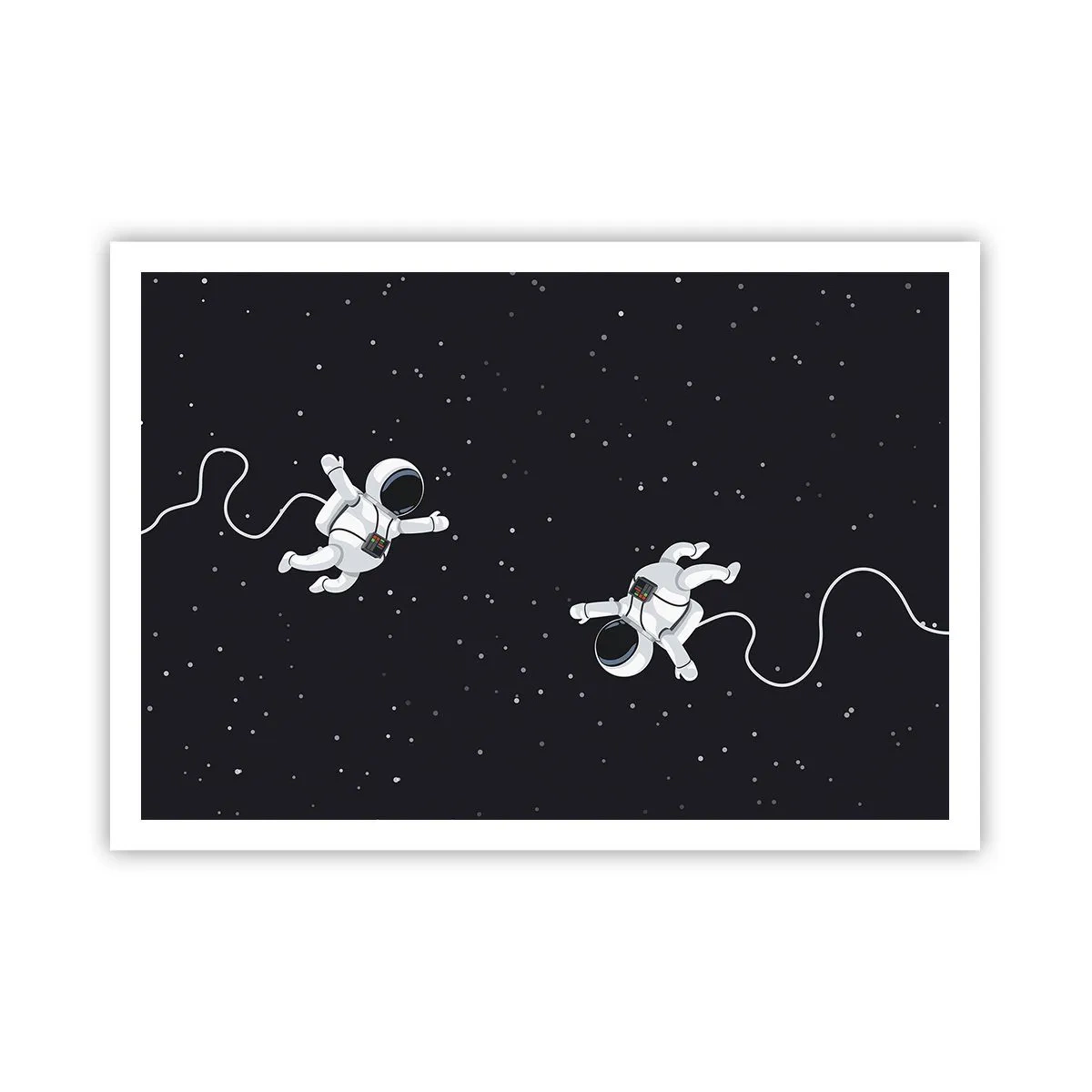 Affiche - Poster - Des astronautes flottant dans l'espace sur fond d'étoiles - 100x70cm - Sortie cosmique - Décoration murale moderne pour le salon et la chambre ARTTOR