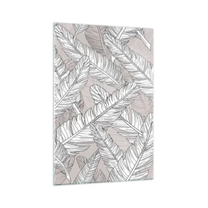 Impression sur verre - Image sur verre - Motif noir et blanc avec des feuilles de bananier sur un fond clair - 70x100cm - Un tourbillon de plumes - Décoration murale moderne pour le salon et la chambre ARTTOR