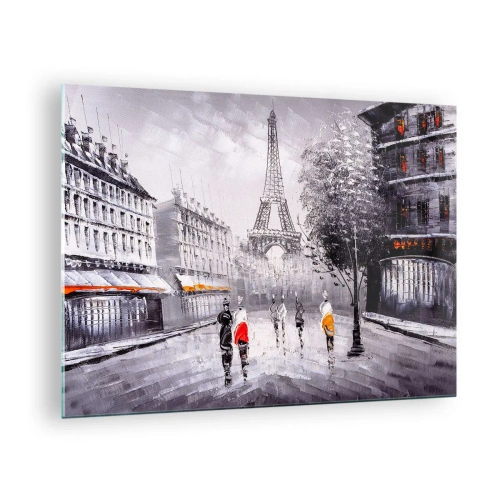 Impression sur verre - Image sur verre - Une balade parisienne - 70x50cm - Balade parisienne - Décoration murale moderne pour le salon et la chambre ARTTOR