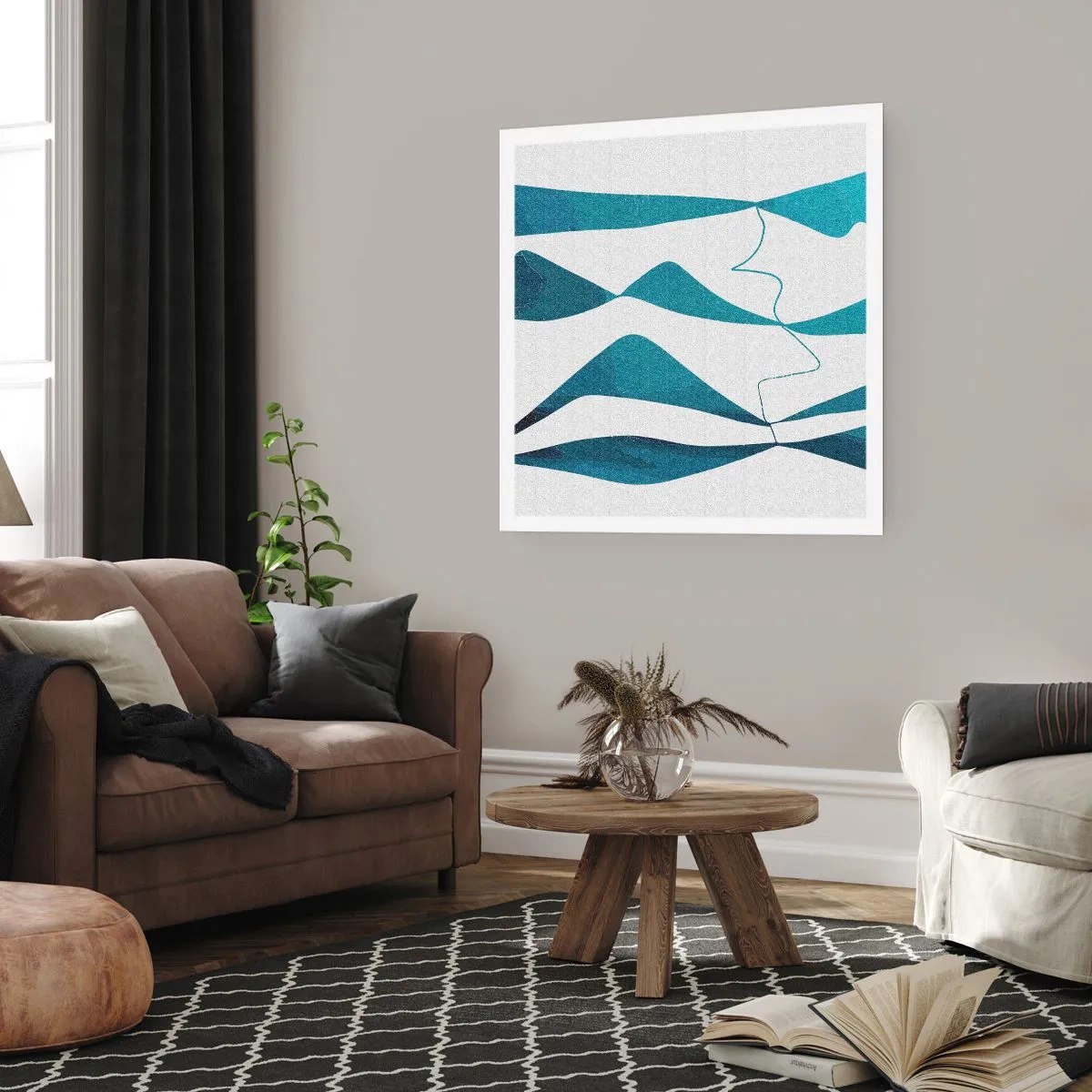 Affiche - Poster - Abstraction : composé turquoise - 40x40 cm