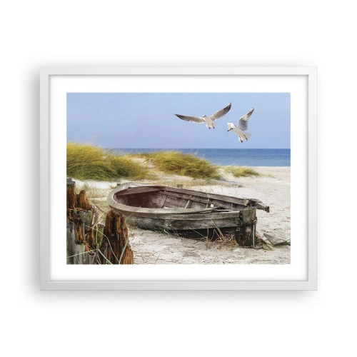 Affiche dans un cadre blanc - Poster - Bain de vent - 50x40 cm