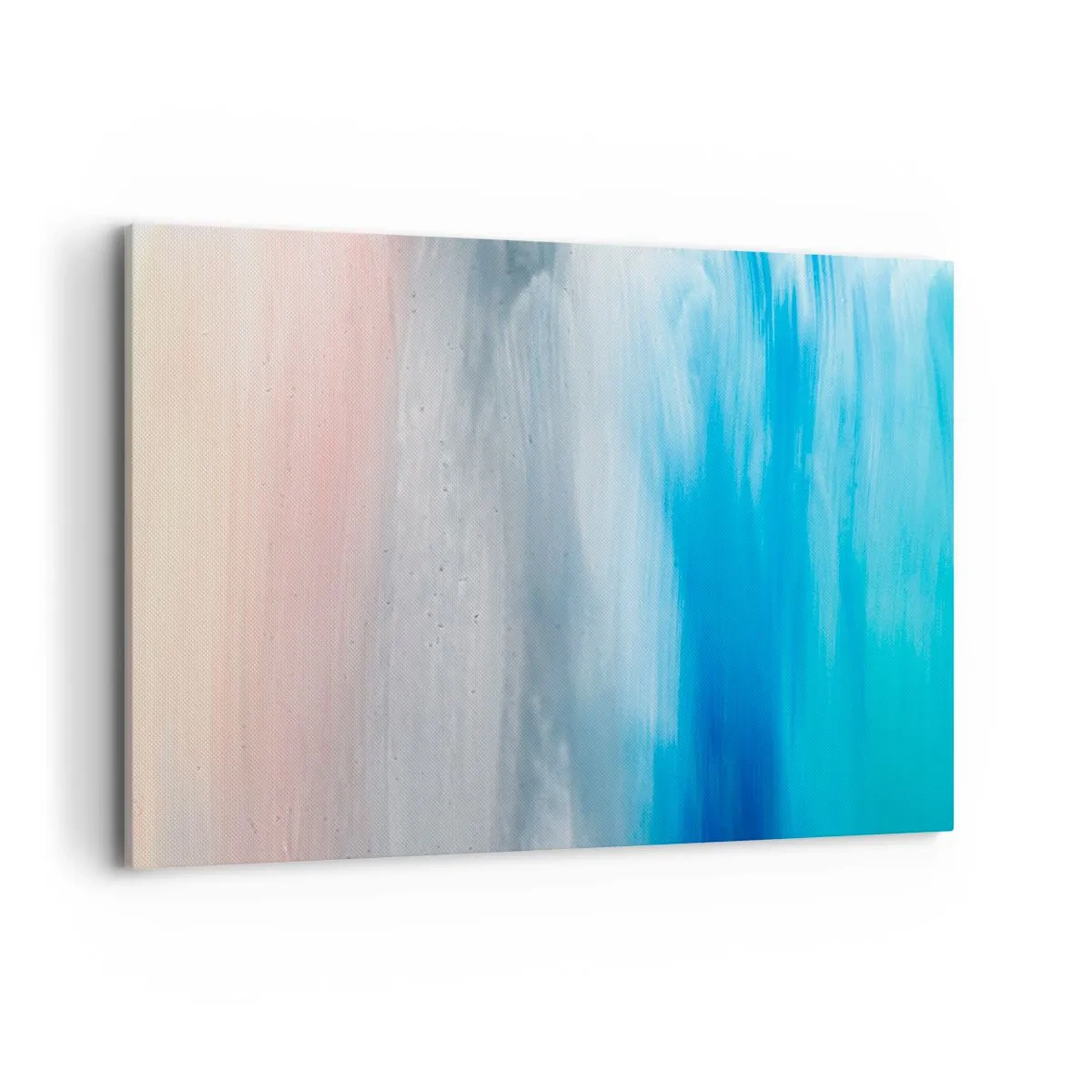 Impression sur toile - Image sur toile - Coups de pinceau abstraits dans des tons de bleu et de rose - 120x80cm - Éléments : air - Décoration murale moderne pour le salon et la chambre ARTTOR