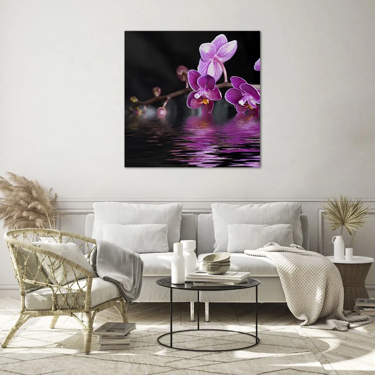 Impression sur verre - Image sur verre - Reflet lilas de la beauté - 30x30 cm