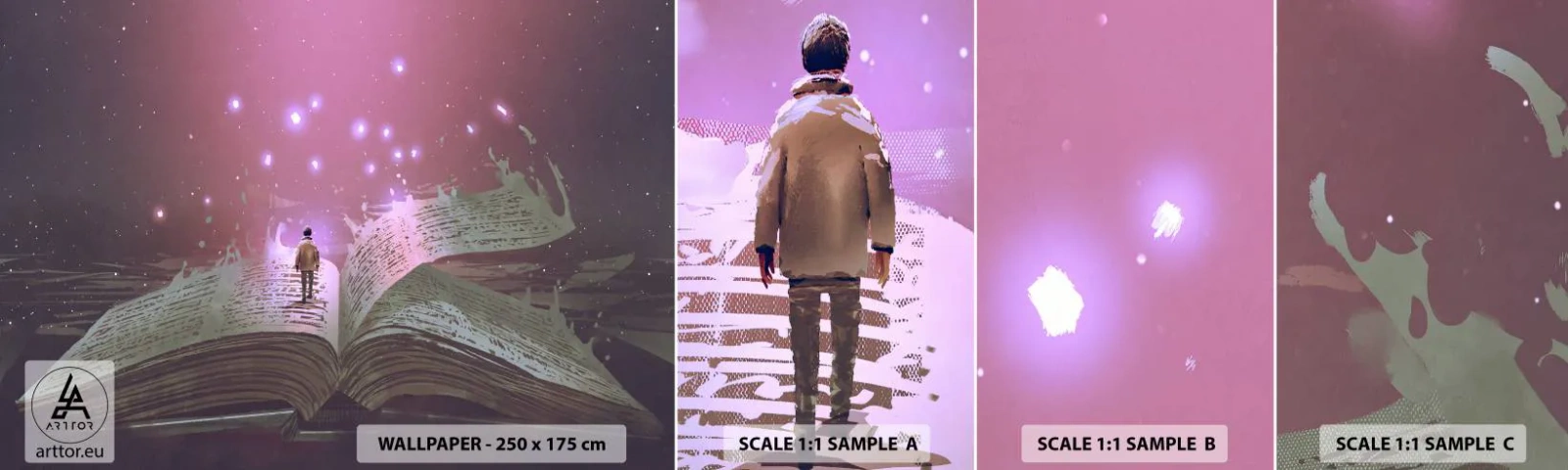 Échantillon de Papier Peint Autocollant Deluxe Sticker - Invitation à un autre monde - lisez ! - Graphique, Abstraction, Morceau - 100x30 cm