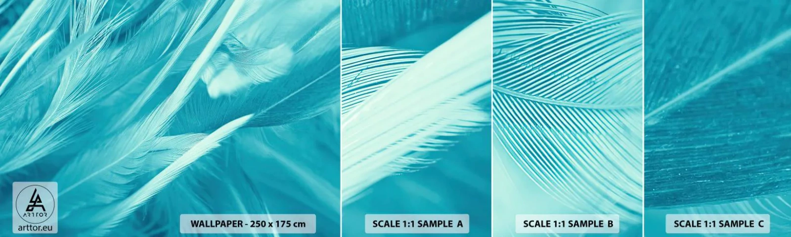 Échantillon De Papier Peint Standard Eco - Se noyer dans les plumes - Plume d'oiseau, Oiseau, Graphique - 100x30 cm