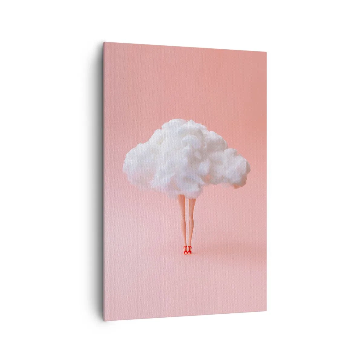 Impression sur toile - Image sur toile - Jambes dans un nuage sur fond rose - 80x120cm - Douce promesse - Décoration murale moderne pour le salon et la chambre ARTTOR