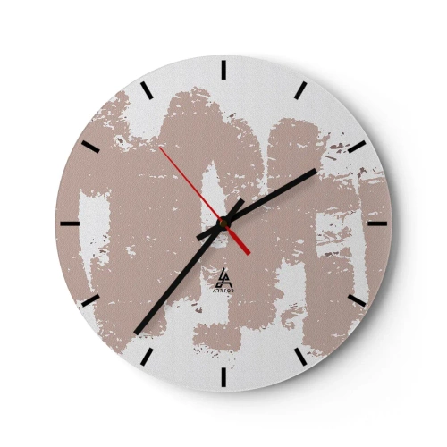 Horloge murale - Pendule murale - Abstraction texturale dans des tons de rose poudré - 30x30cm - Abstraction en rose tendre - Décoration murale moderne pour le salon, la cuisine et la chambre ARTTOR