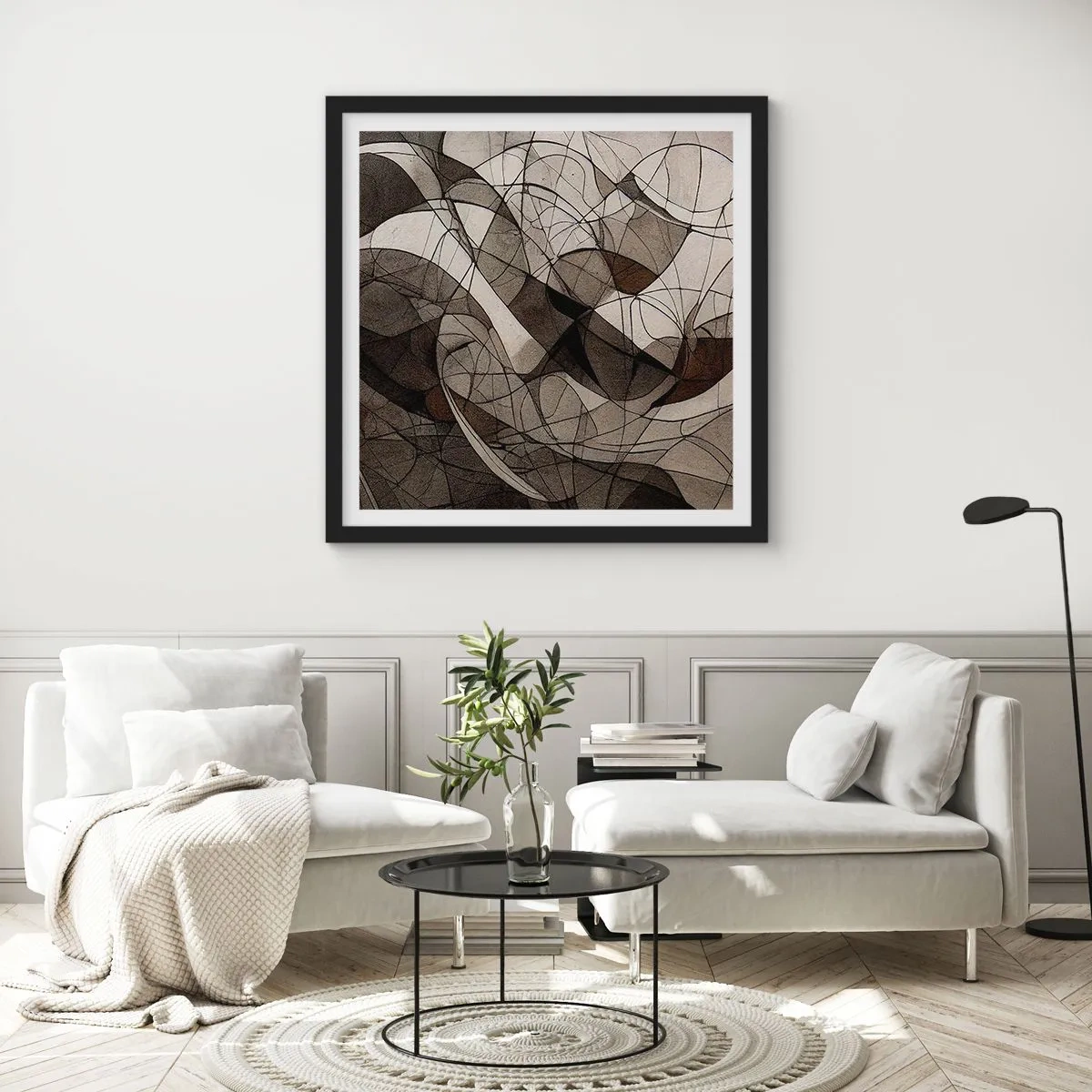 Affiche dans un cadre noir - Poster - Circulation des couleurs de la terre - 30x30 cm