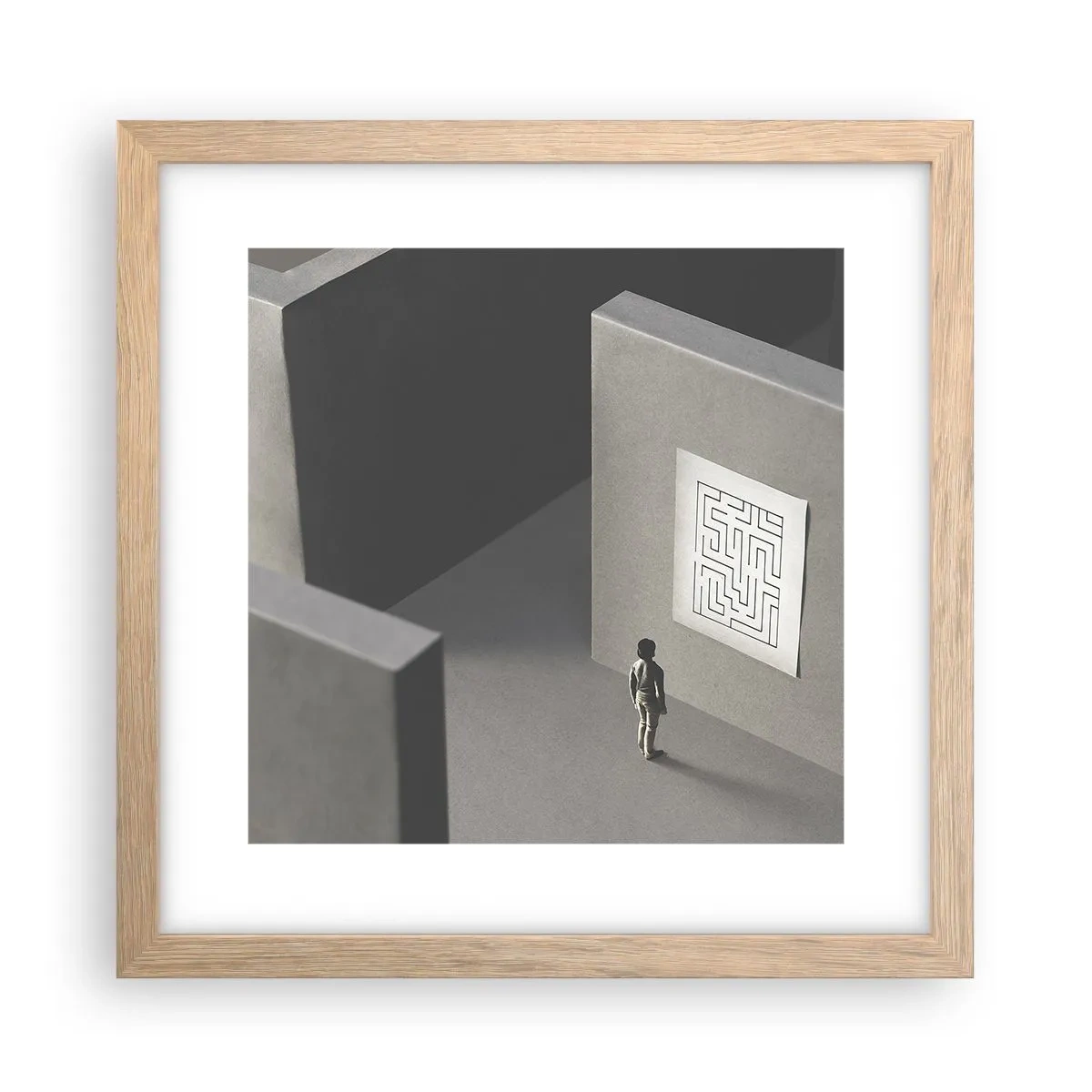 Affiche dans un chêne clair - Poster - Mais où suis-je? - 30x30 cm