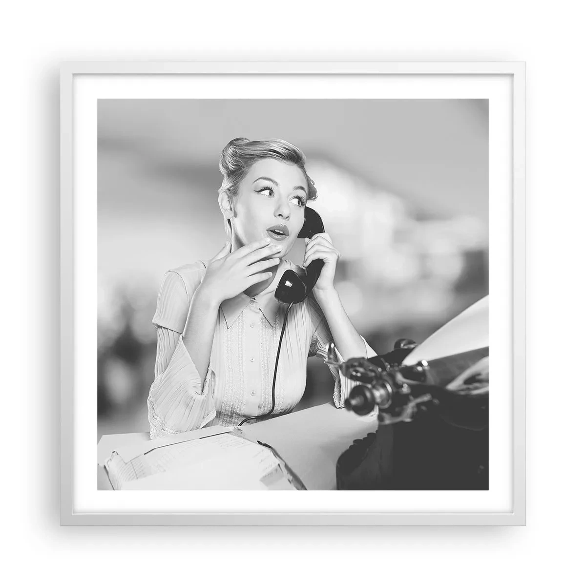 Affiche dans un cadre blanc - Poster - Hello! Ici les années 50 - 60x60 cm