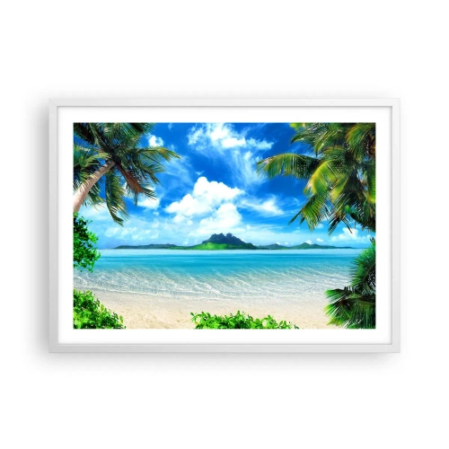 Affiche dans un cadre blanc - Poster - L'azur des tropiques - 70x50 cm