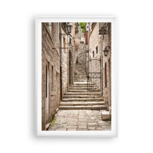Affiche dans un cadre blanc - Poster - Une vieille ruelle magique - 61x91 cm