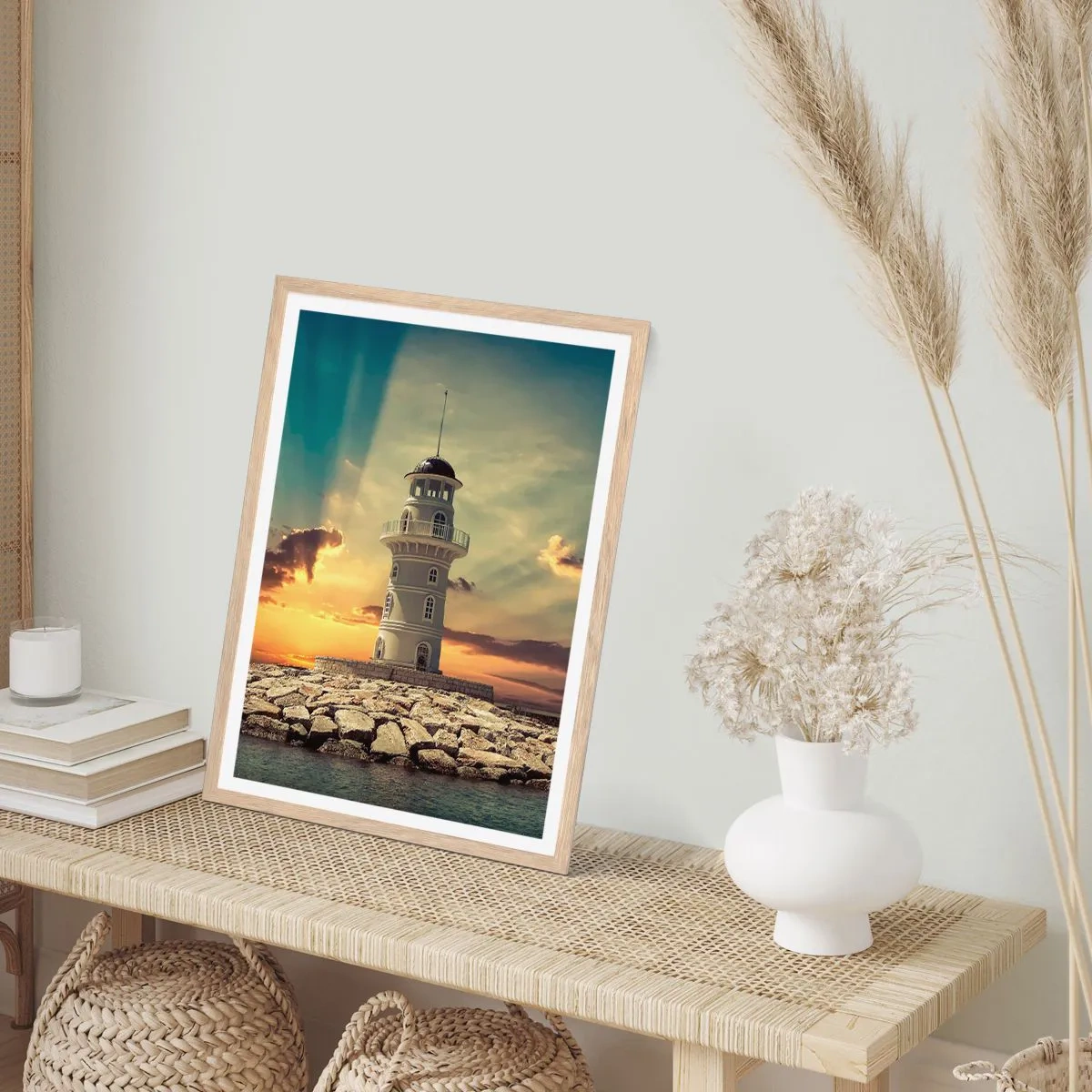 Affiche dans un chêne clair - Poster - Lumière - Bonté - Beauté - 50x70 cm